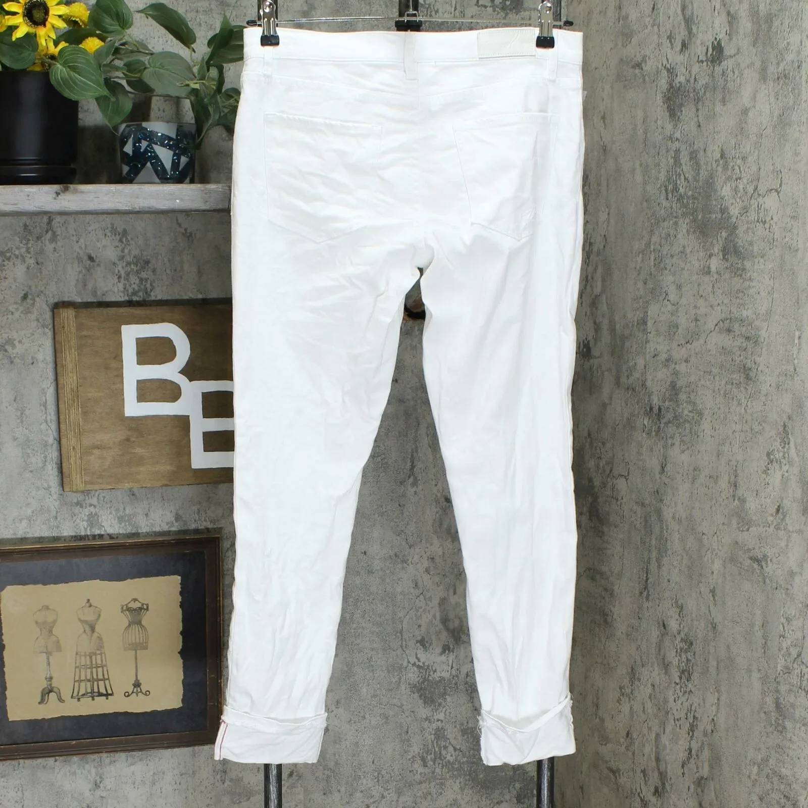 Karl Lagerfeld Paris Fringe Cropped Jeans White 8