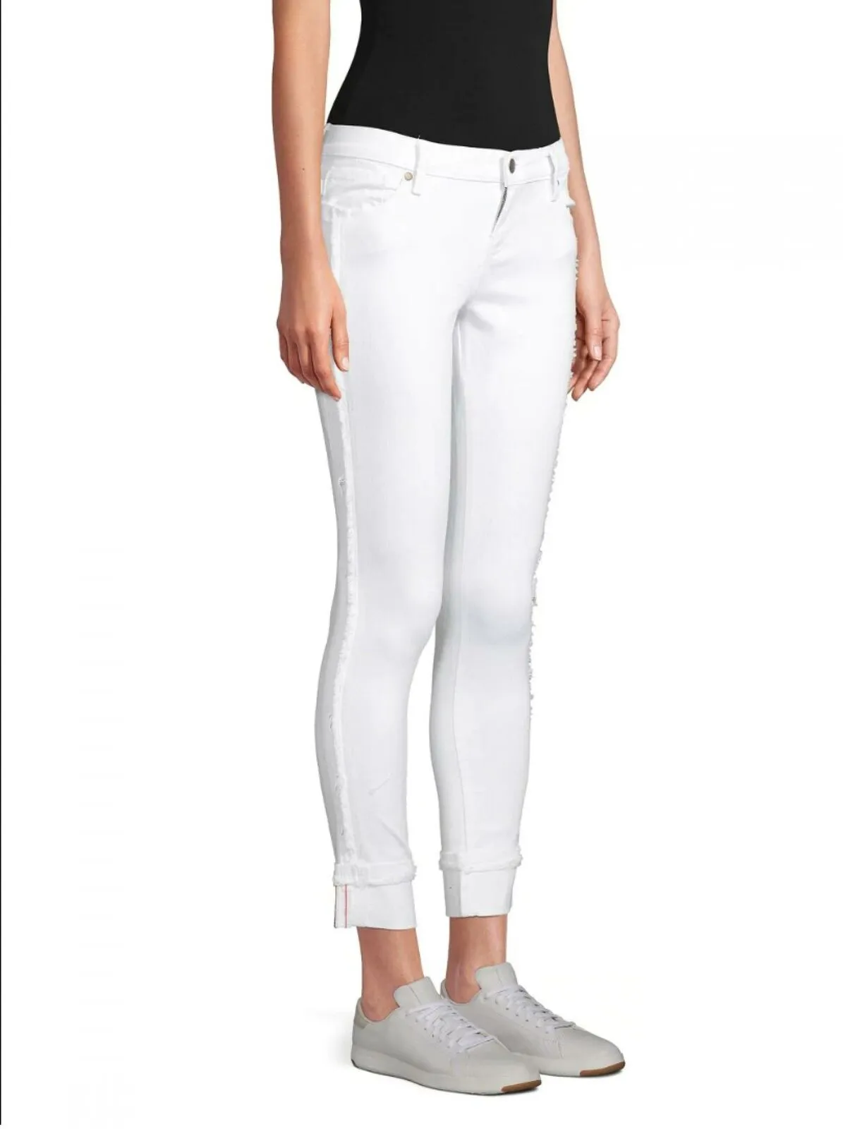 Karl Lagerfeld Paris Fringe Cropped Jeans White 8