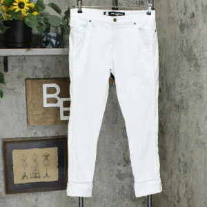 Karl Lagerfeld Paris Fringe Cropped Jeans White 8