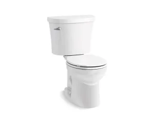 KOHLER K-25097-T Kingston Two-piece round-front 1.28 gpf toilet with tank cover locks in White