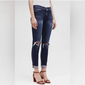 L'Agence Rachel High-Rise Diamond Destruct Slim Jeans Size 28