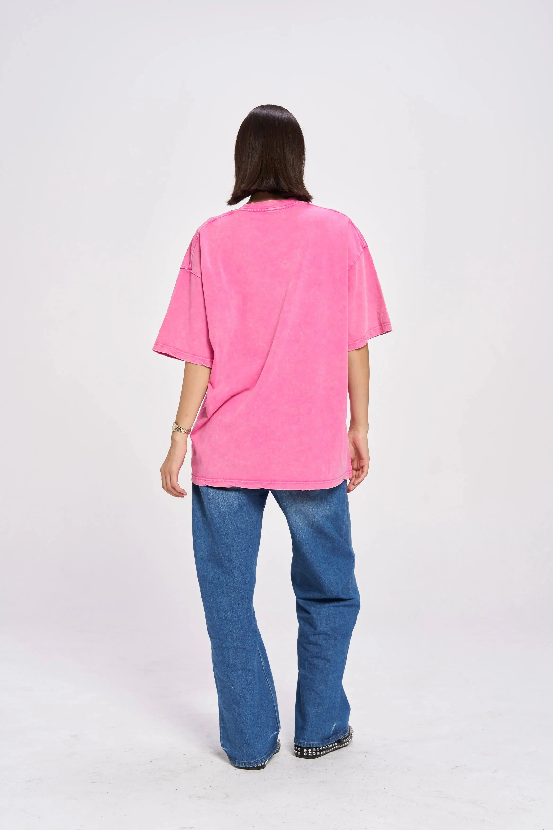 Le Fleur Tropical Oversize Tee | Rose Red