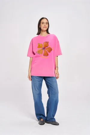 Le Fleur Tropical Oversize Tee | Rose Red