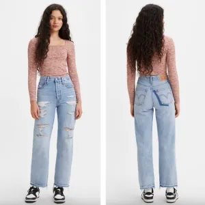 Levi's - Ribcage Straight Ankle Jeans - Light Indigo Destructed - Blue