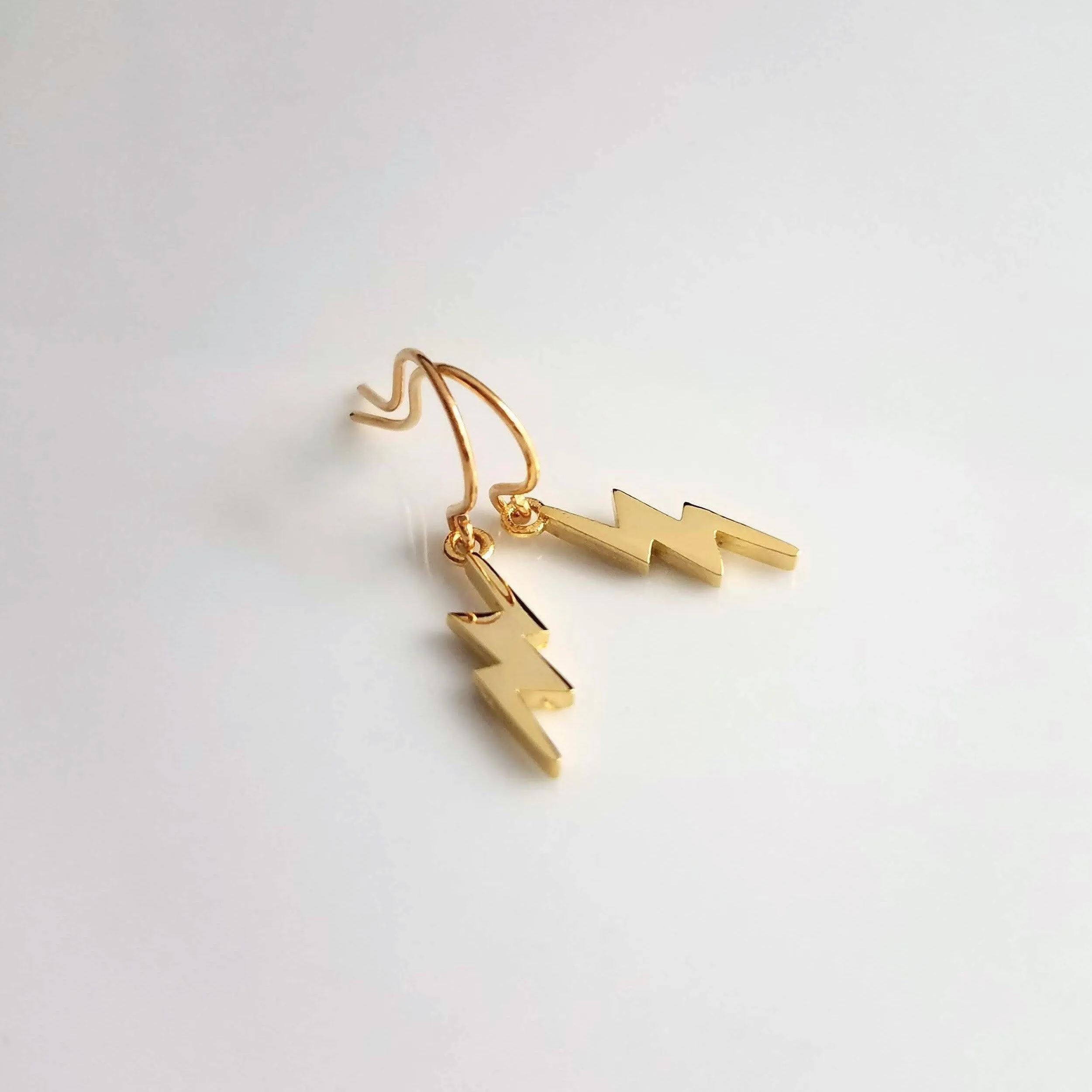 Lightning Bolt Earrings, gold lightning earring, gold bolt earring, weather earring, storm earring, thunder bolt earring, meteoroligist gift