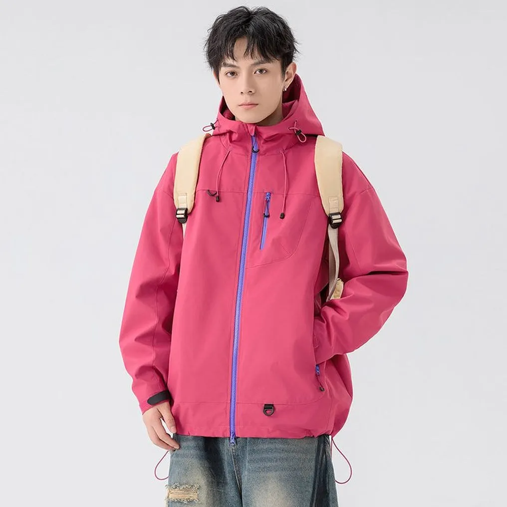 Lightweight Hooded Rain Jacket for Men with Windproof Features
