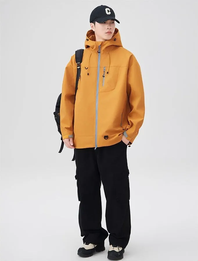 Lightweight Hooded Rain Jacket for Men with Windproof Features
