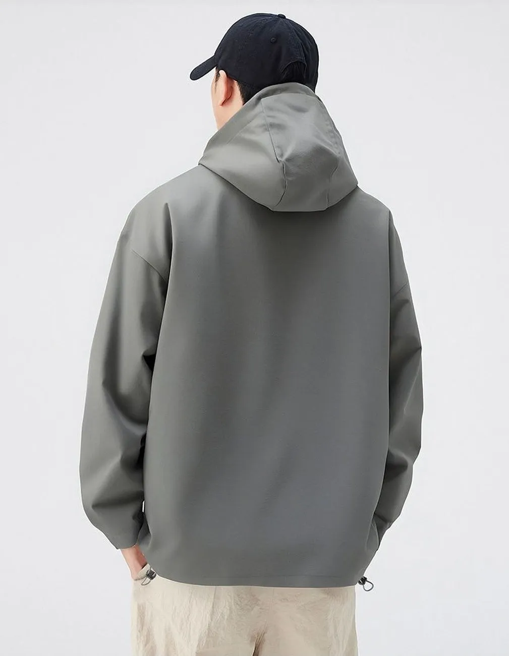 Lightweight Hooded Rain Jacket for Men with Windproof Features