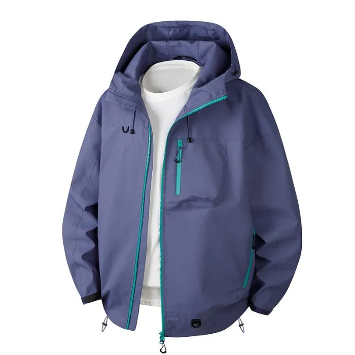 Lightweight Hooded Rain Jacket for Men with Windproof Features