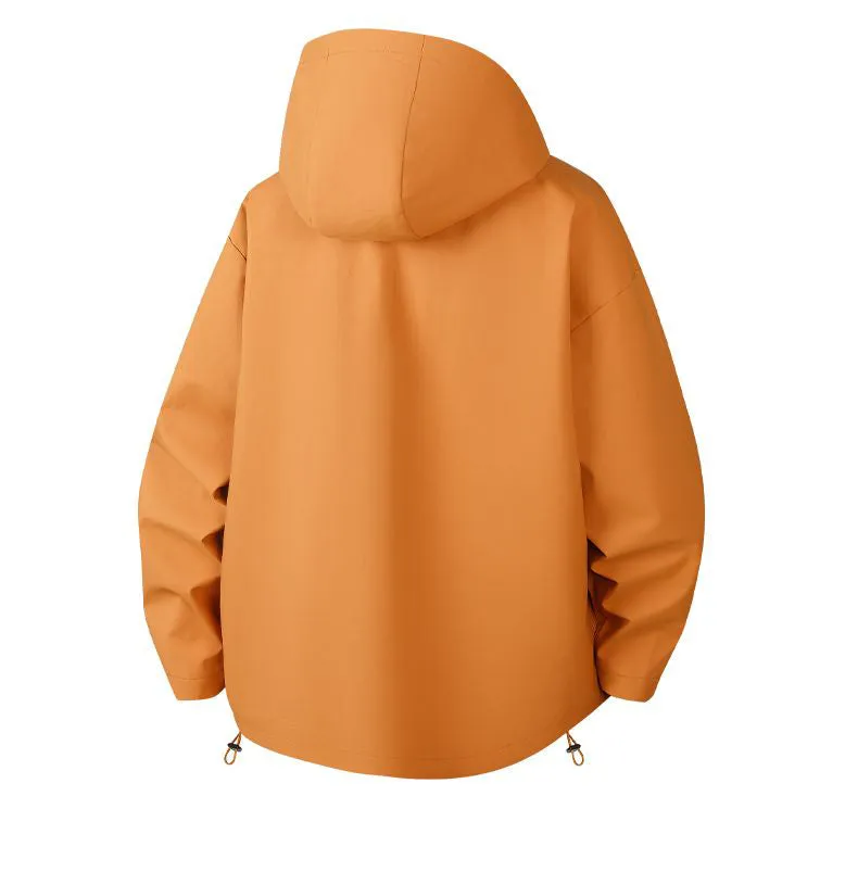 Lightweight Hooded Rain Jacket for Men with Windproof Features
