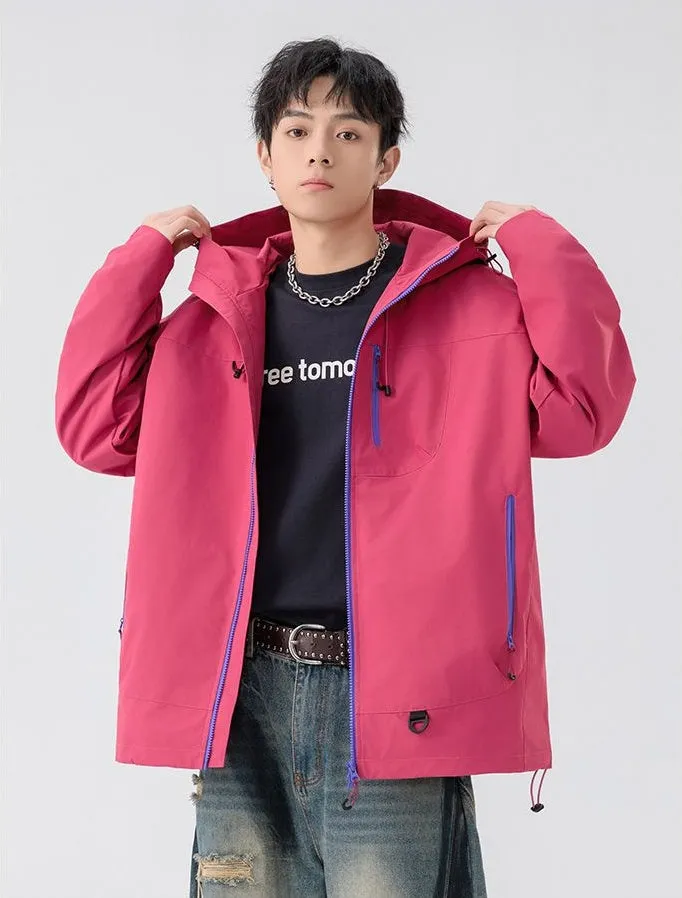 Lightweight Hooded Rain Jacket for Men with Windproof Features