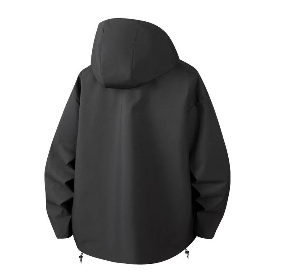 Lightweight Hooded Rain Jacket for Men with Windproof Features