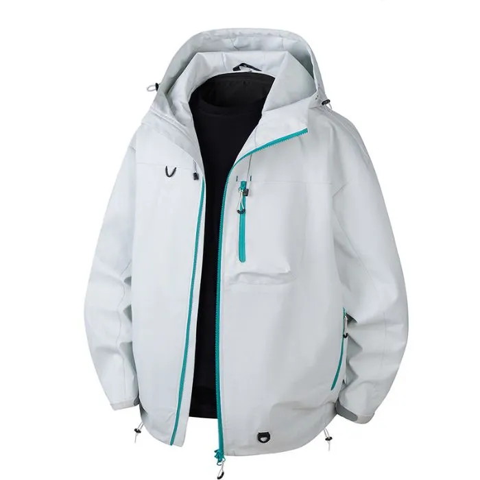 Lightweight Hooded Rain Jacket for Men with Windproof Features