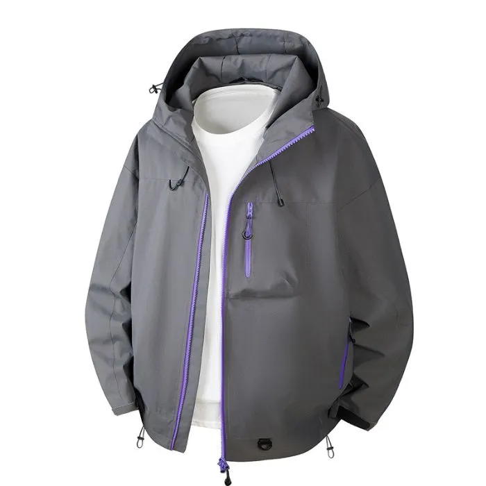 Lightweight Hooded Rain Jacket for Men with Windproof Features