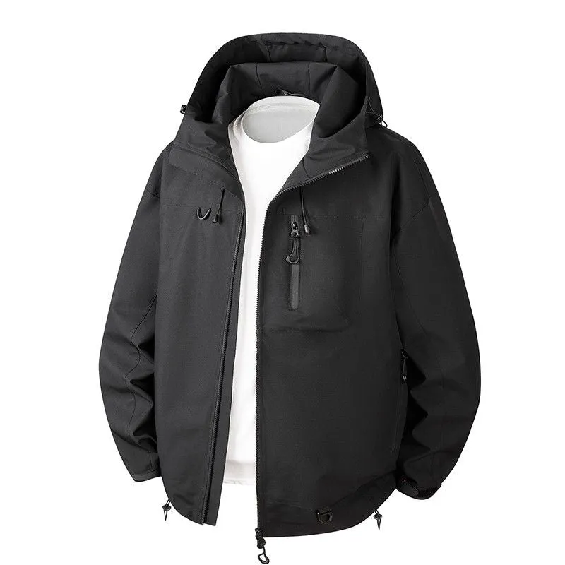 Lightweight Hooded Rain Jacket for Men with Windproof Features