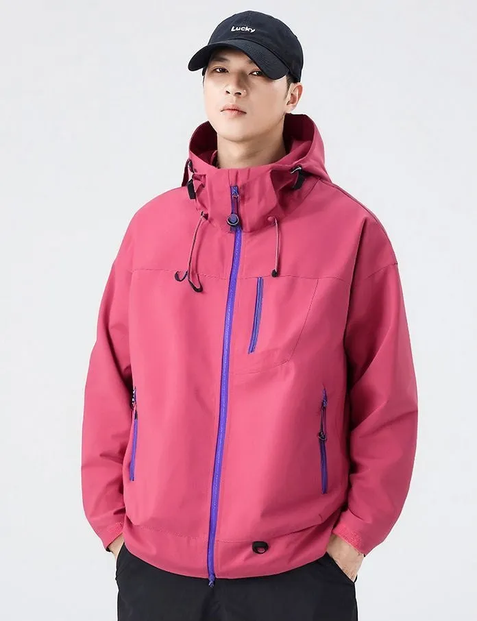 Lightweight Hooded Rain Jacket for Men with Windproof Features