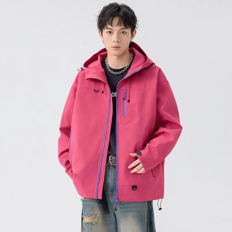 Lightweight Hooded Rain Jacket for Men with Windproof Features