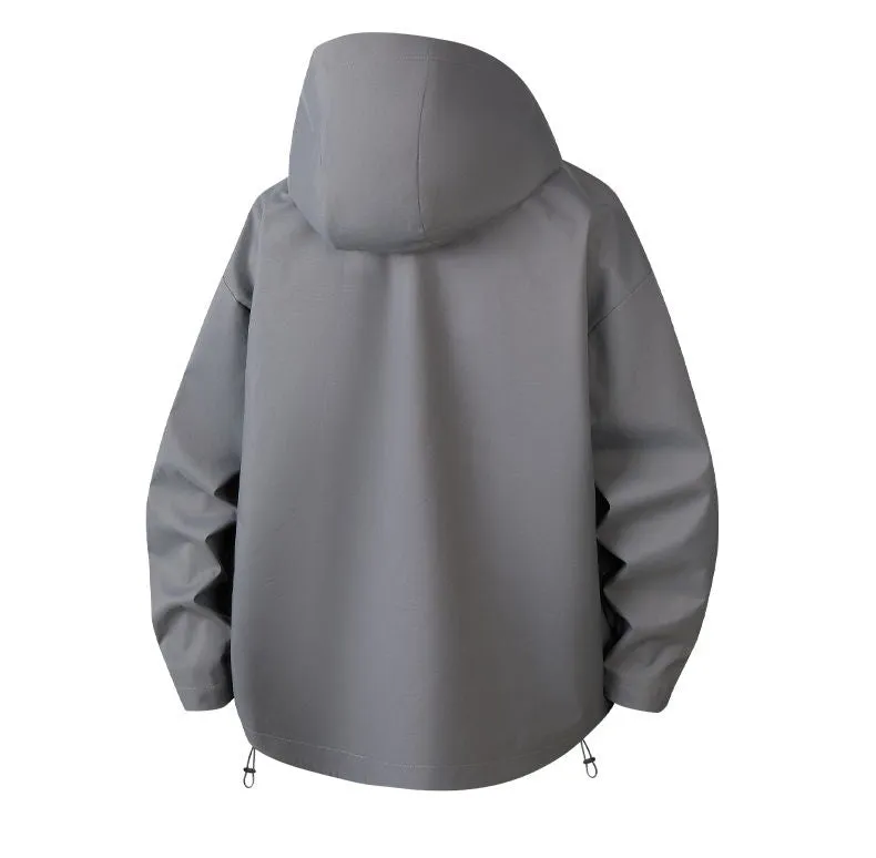 Lightweight Hooded Rain Jacket for Men with Windproof Features