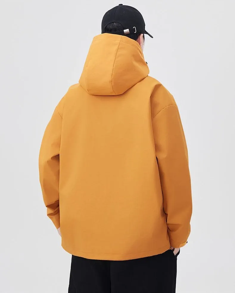 Lightweight Hooded Rain Jacket for Men with Windproof Features
