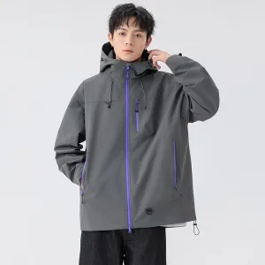 Lightweight Hooded Rain Jacket for Men with Windproof Features
