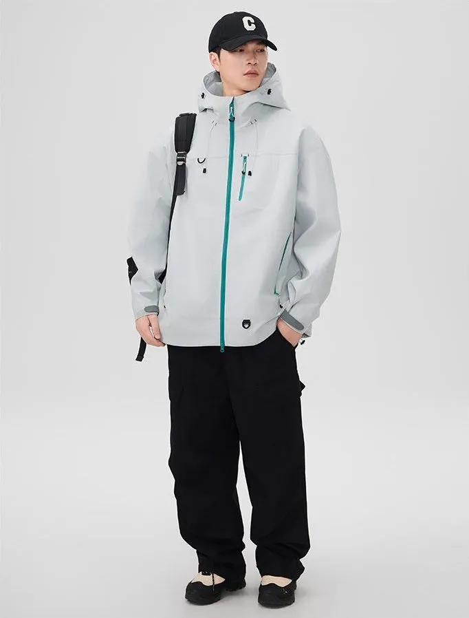 Lightweight Hooded Rain Jacket for Men with Windproof Features