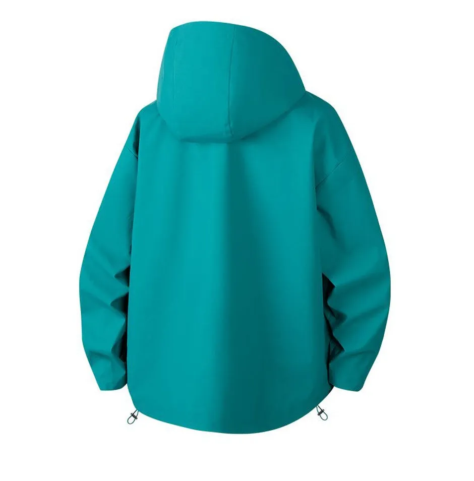 Lightweight Hooded Rain Jacket for Men with Windproof Features