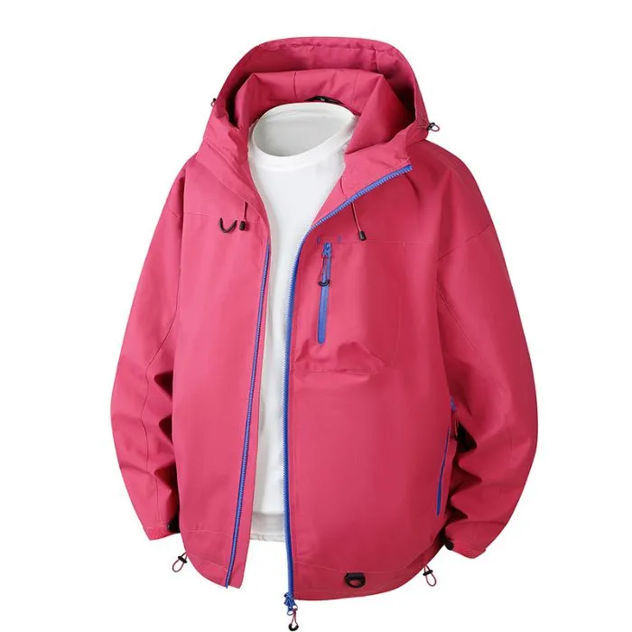 Lightweight Hooded Rain Jacket for Men with Windproof Features