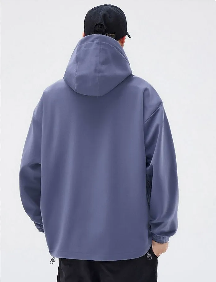 Lightweight Hooded Rain Jacket for Men with Windproof Features
