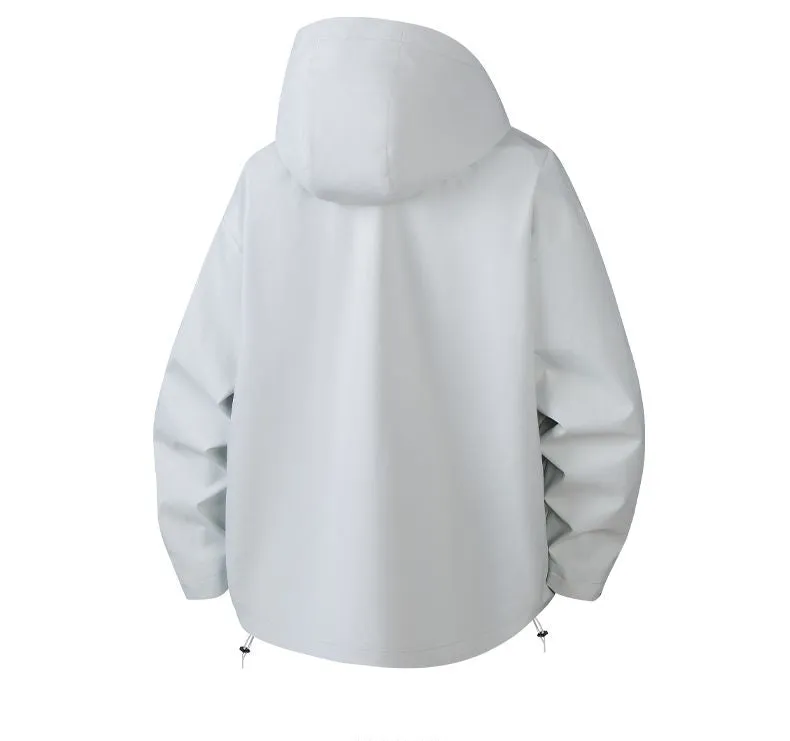 Lightweight Hooded Rain Jacket for Men with Windproof Features