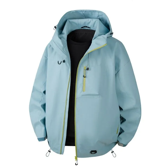 Lightweight Hooded Rain Jacket for Men with Windproof Features