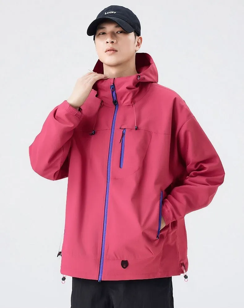 Lightweight Hooded Rain Jacket for Men with Windproof Features