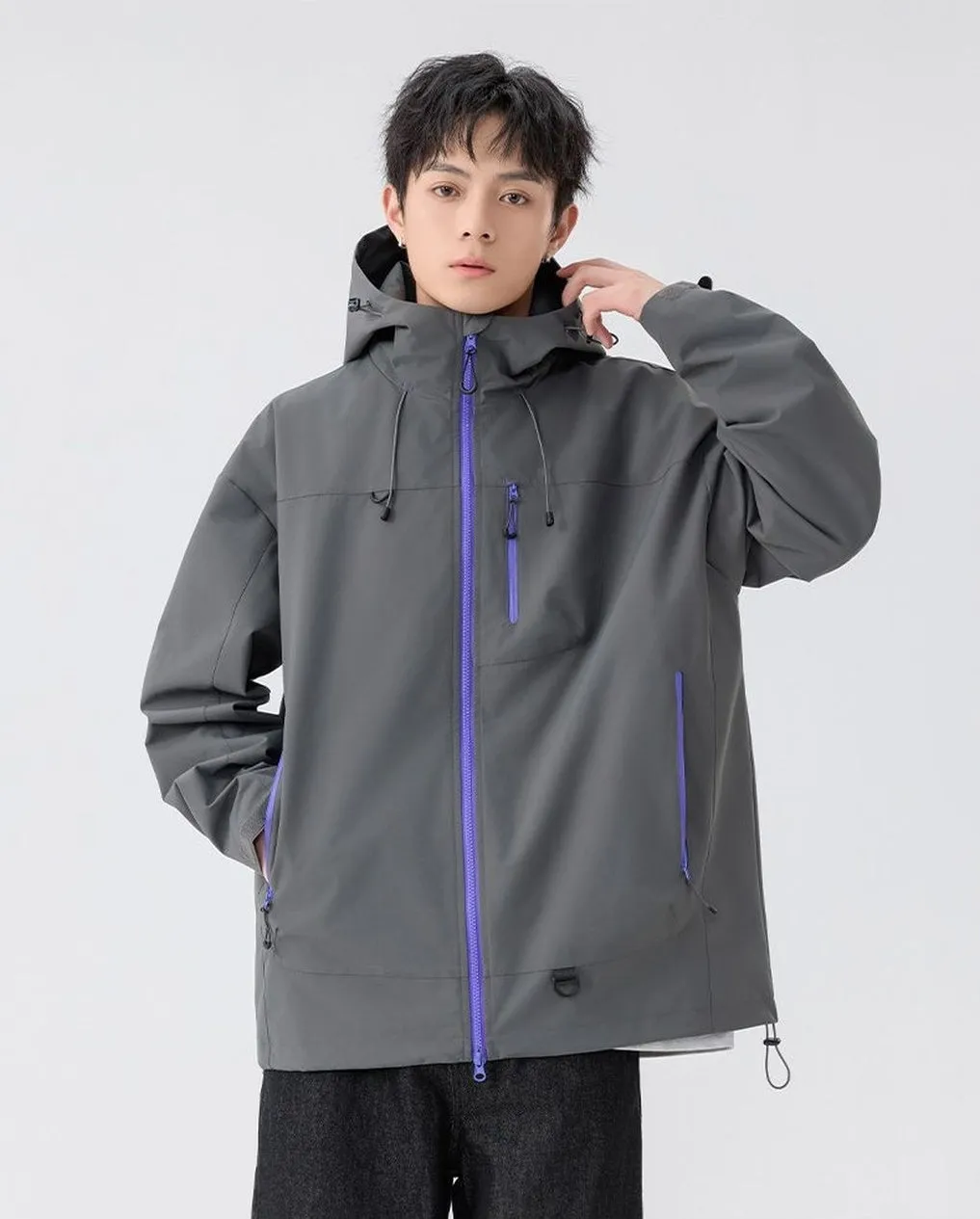 Lightweight Hooded Rain Jacket for Men with Windproof Features