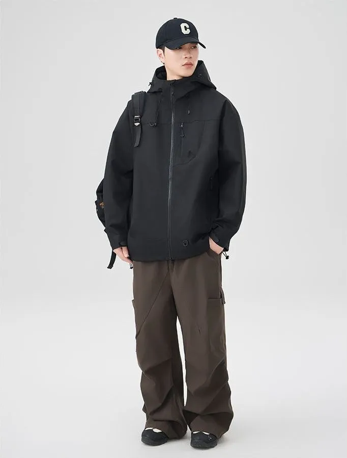 Lightweight Hooded Rain Jacket for Men with Windproof Features