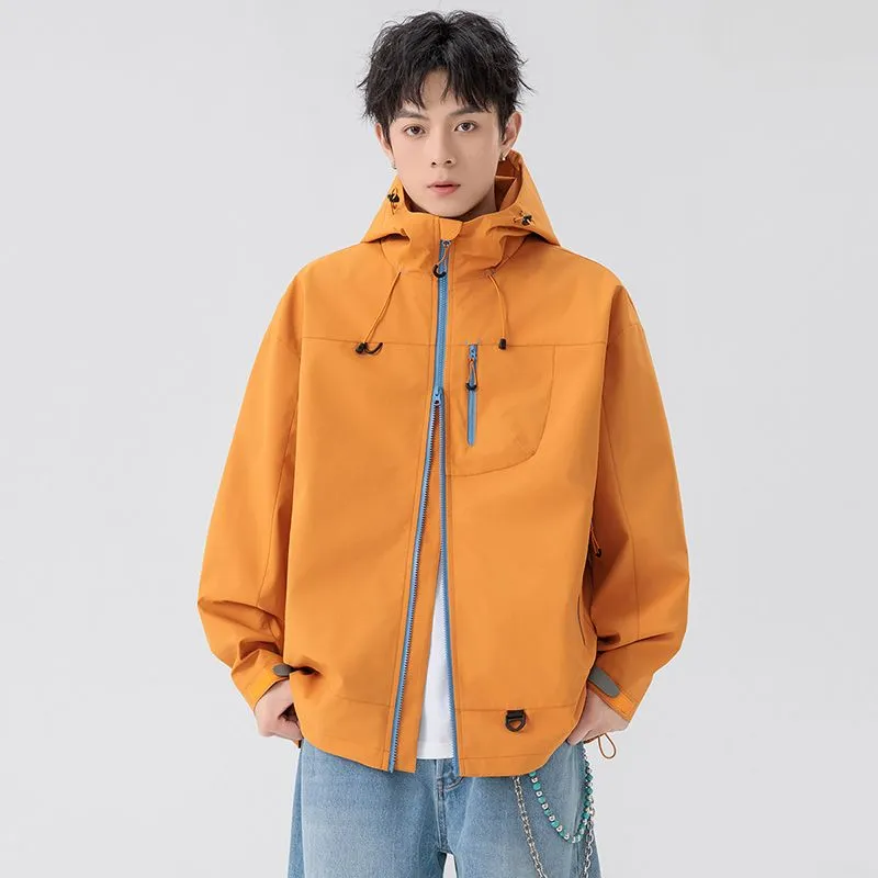 Lightweight Hooded Rain Jacket for Men with Windproof Features
