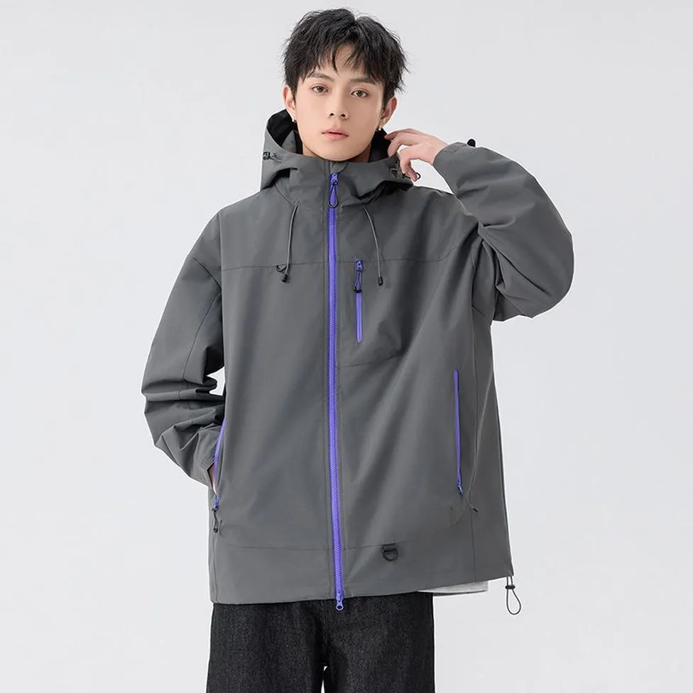 Lightweight Hooded Rain Jacket for Men with Windproof Features