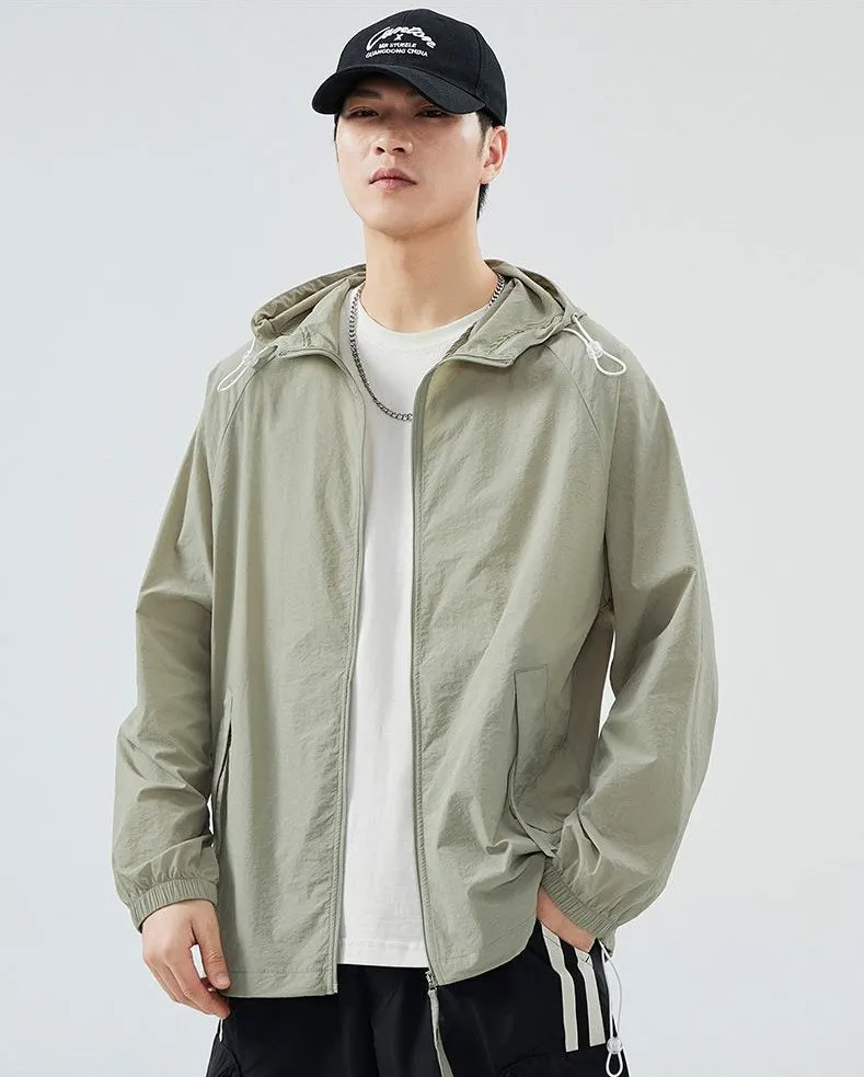 Lightweight Solid Relaxed-fit Windbreaker for Outdoor Adventures
