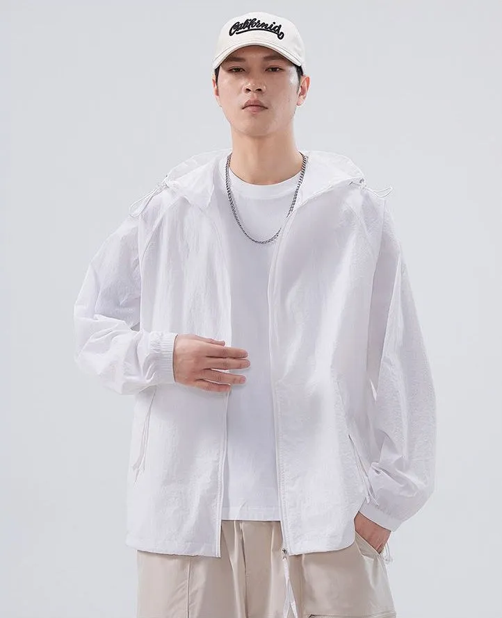 Lightweight Solid Relaxed-fit Windbreaker for Outdoor Adventures