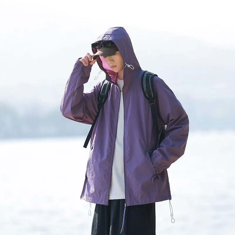 Lightweight Solid Relaxed-fit Windbreaker for Outdoor Adventures