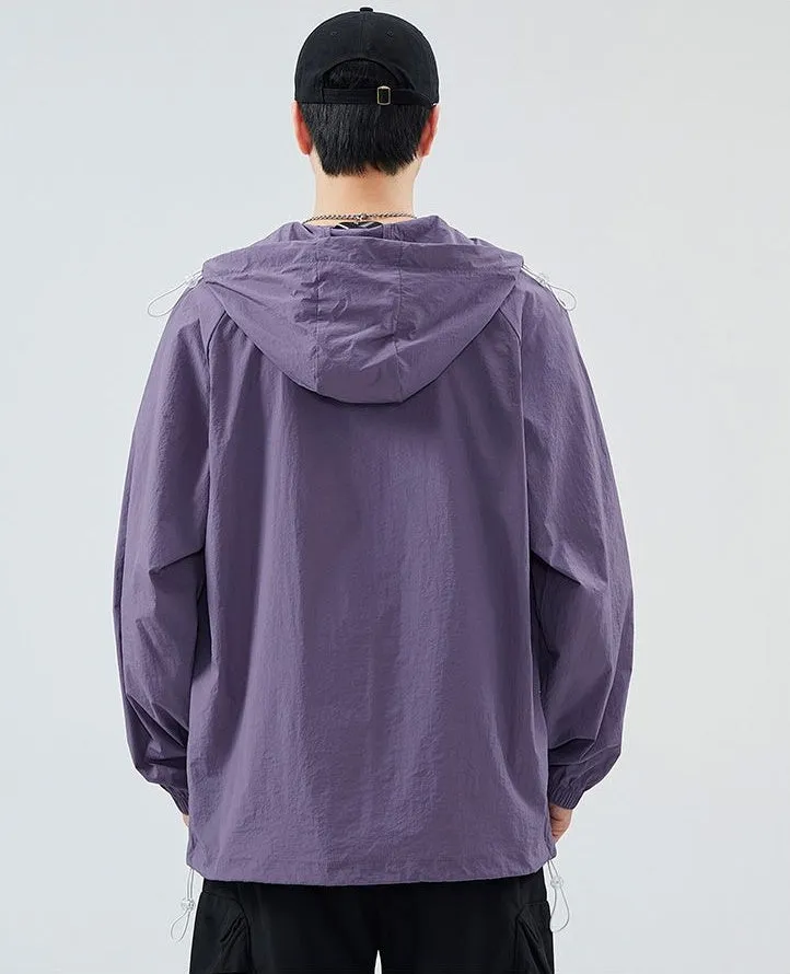 Lightweight Solid Relaxed-fit Windbreaker for Outdoor Adventures