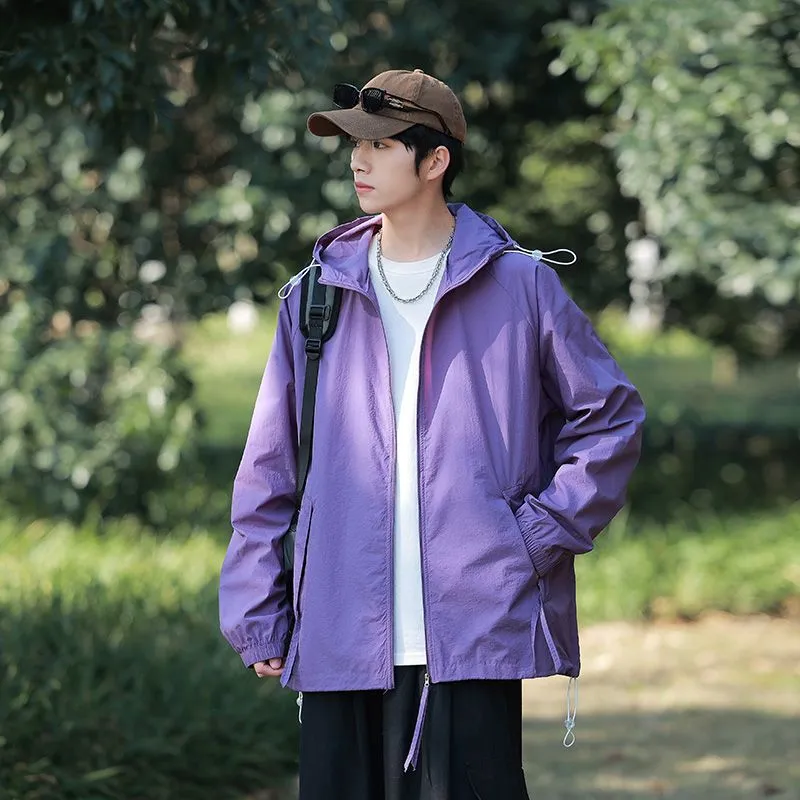 Lightweight Solid Relaxed-fit Windbreaker for Outdoor Adventures