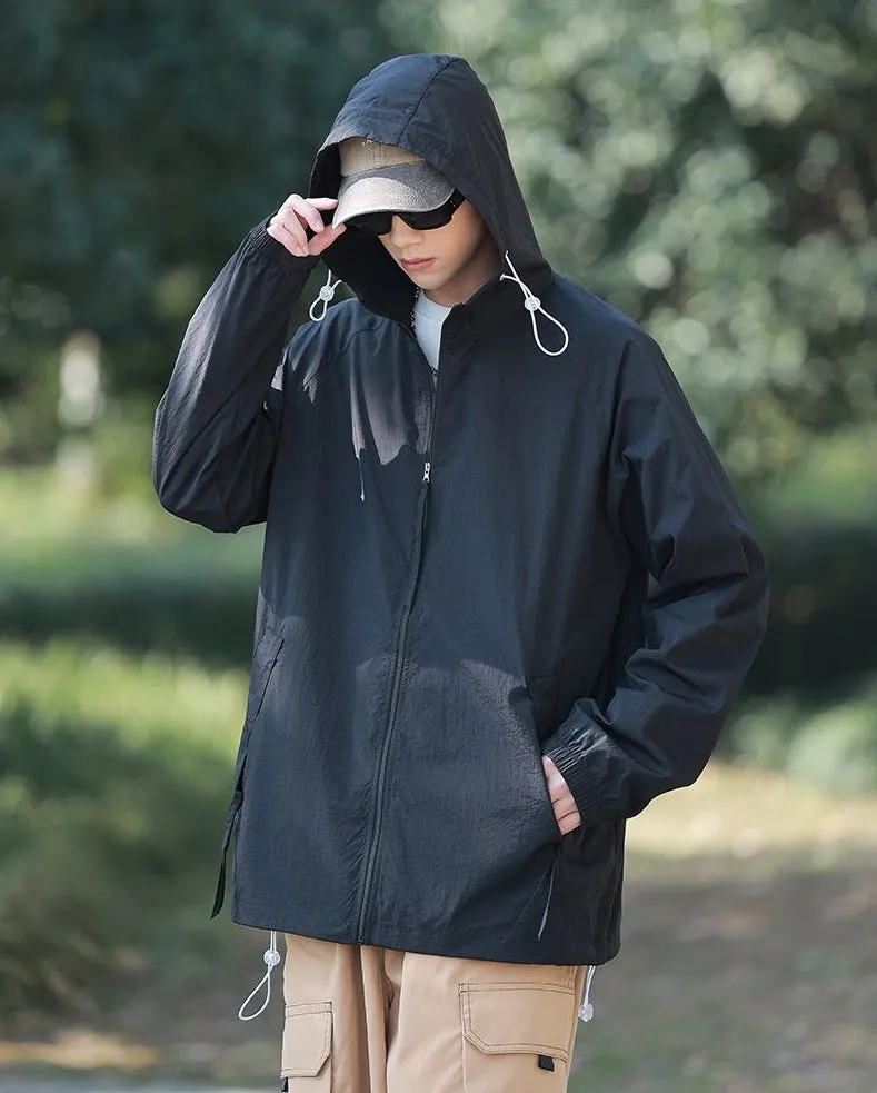 Lightweight Solid Relaxed-fit Windbreaker for Outdoor Adventures