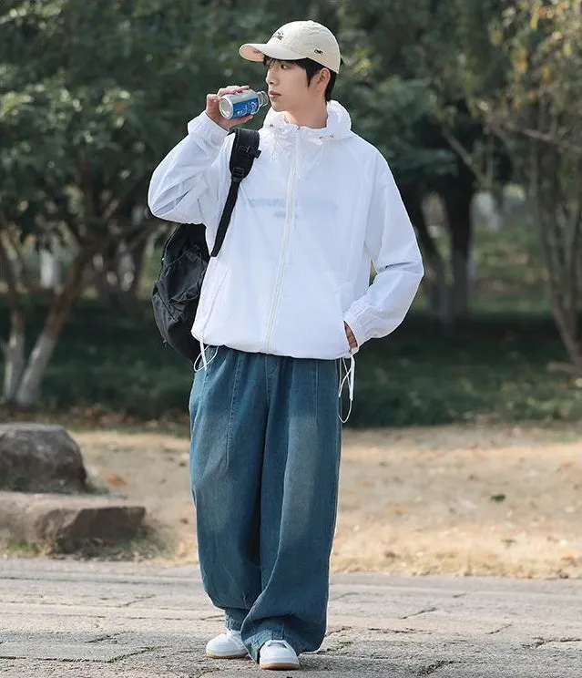 Lightweight Solid Relaxed-fit Windbreaker for Outdoor Adventures