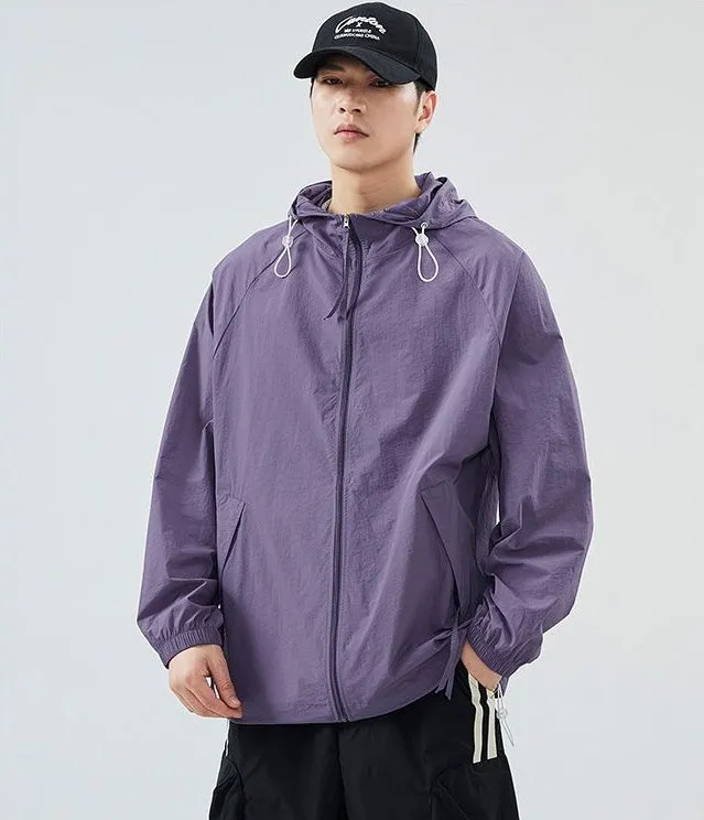 Lightweight Solid Relaxed-fit Windbreaker for Outdoor Adventures