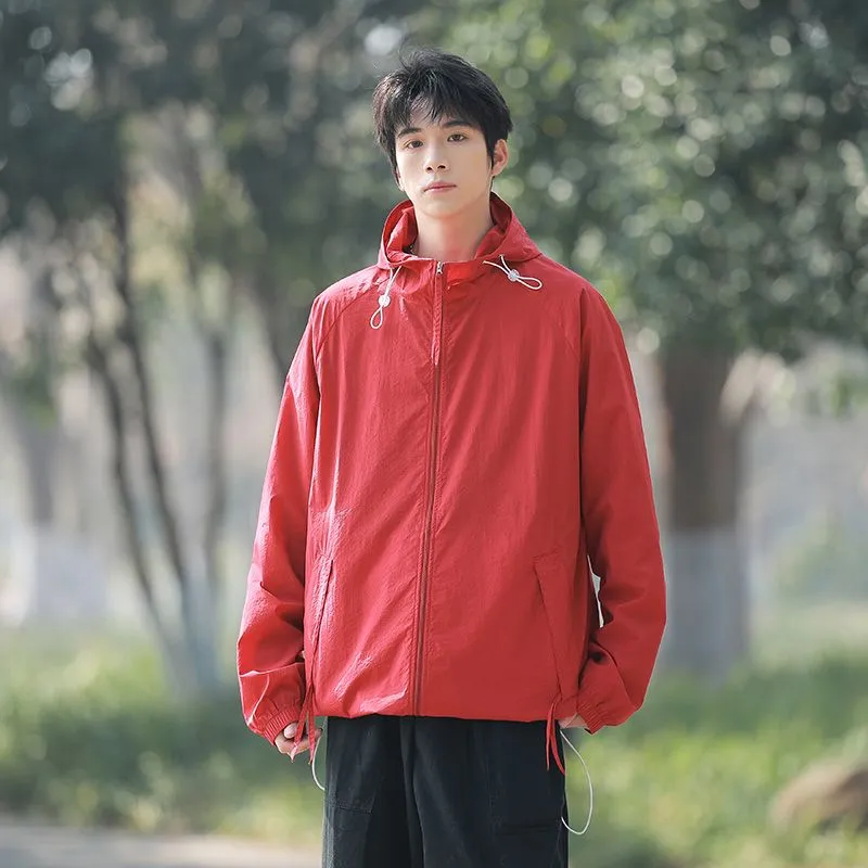 Lightweight Solid Relaxed-fit Windbreaker for Outdoor Adventures