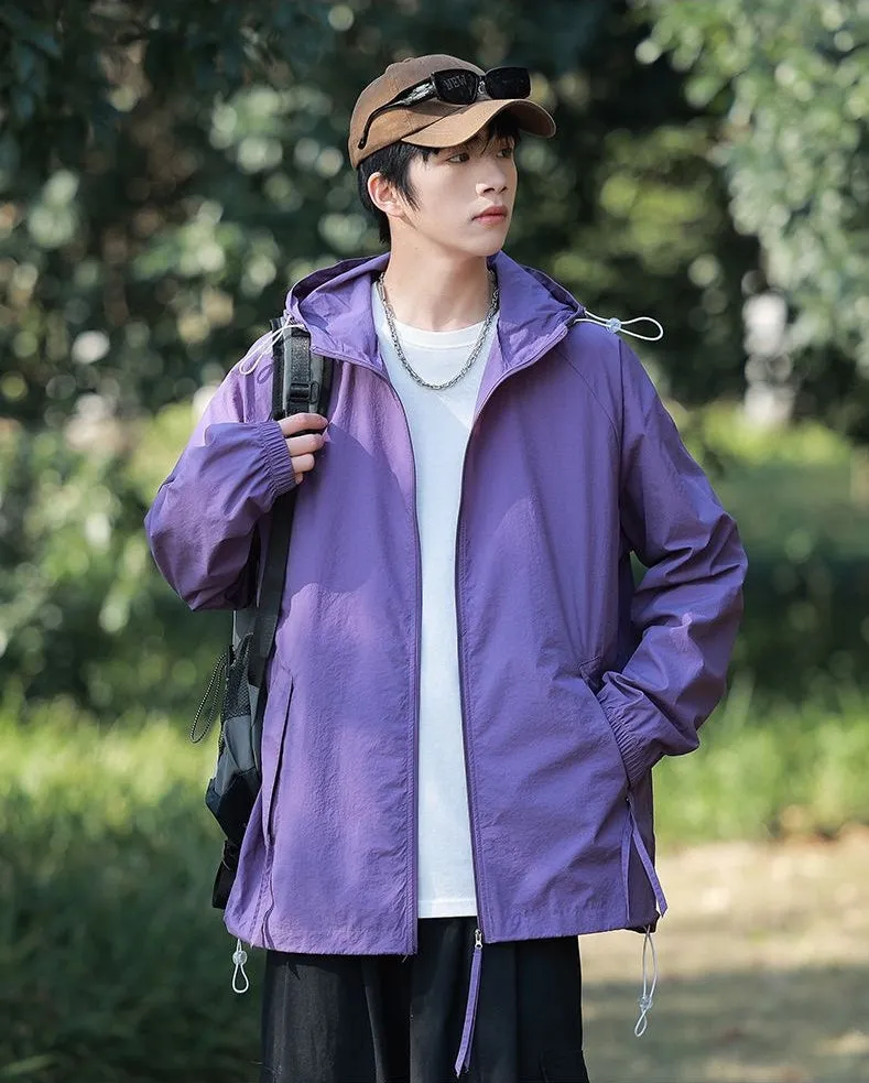 Lightweight Solid Relaxed-fit Windbreaker for Outdoor Adventures