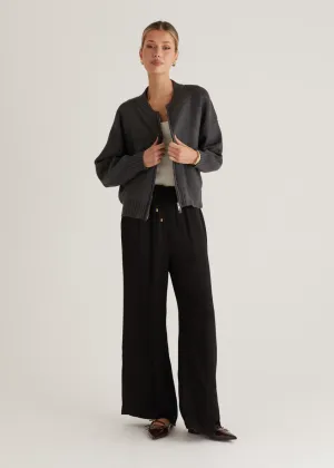Lizzie Knit Bomber - Charcoal