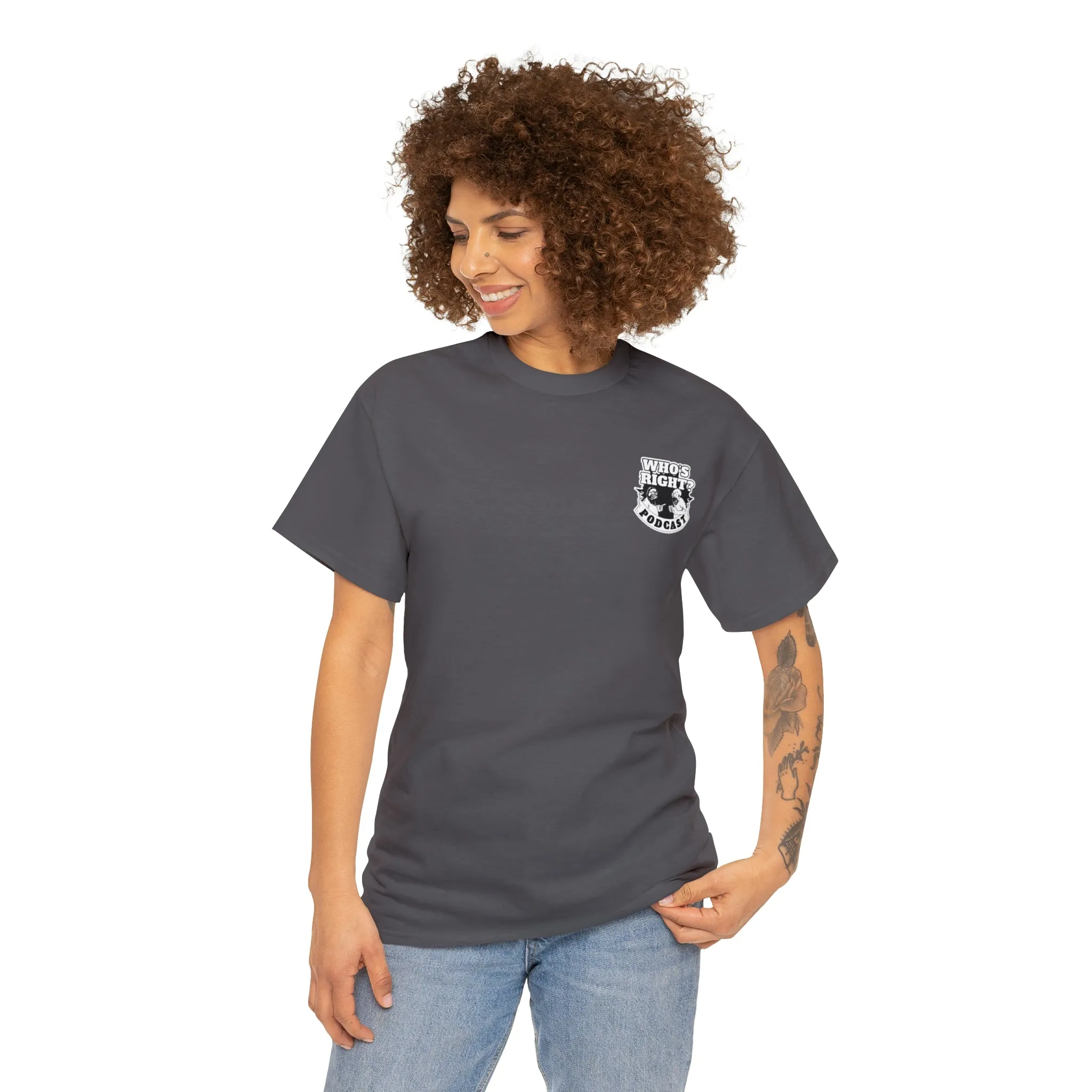 Logo Front/Angry Heads on Back (Unisex Heavy Cotton Tee)