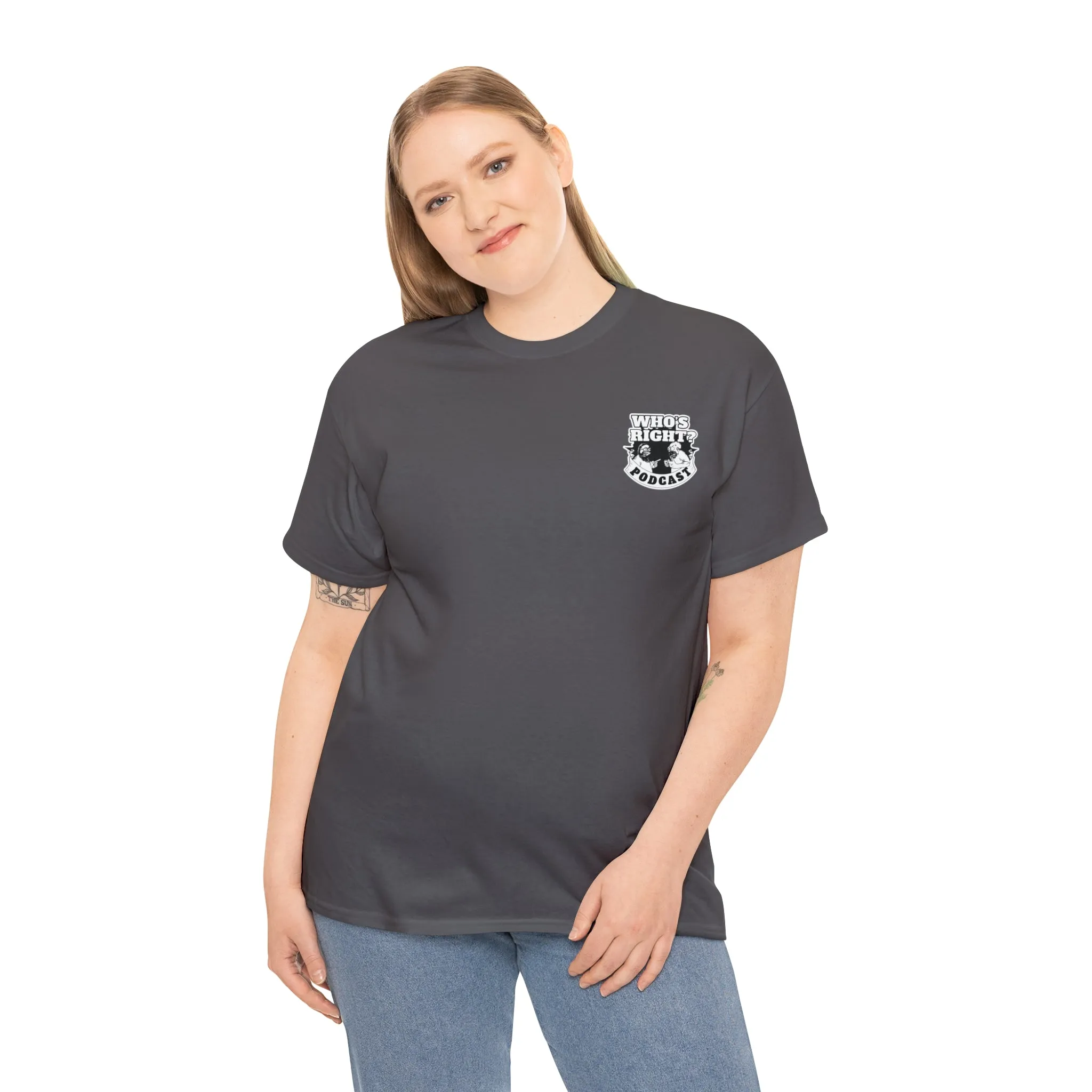 Logo Front/Angry Heads on Back (Unisex Heavy Cotton Tee)