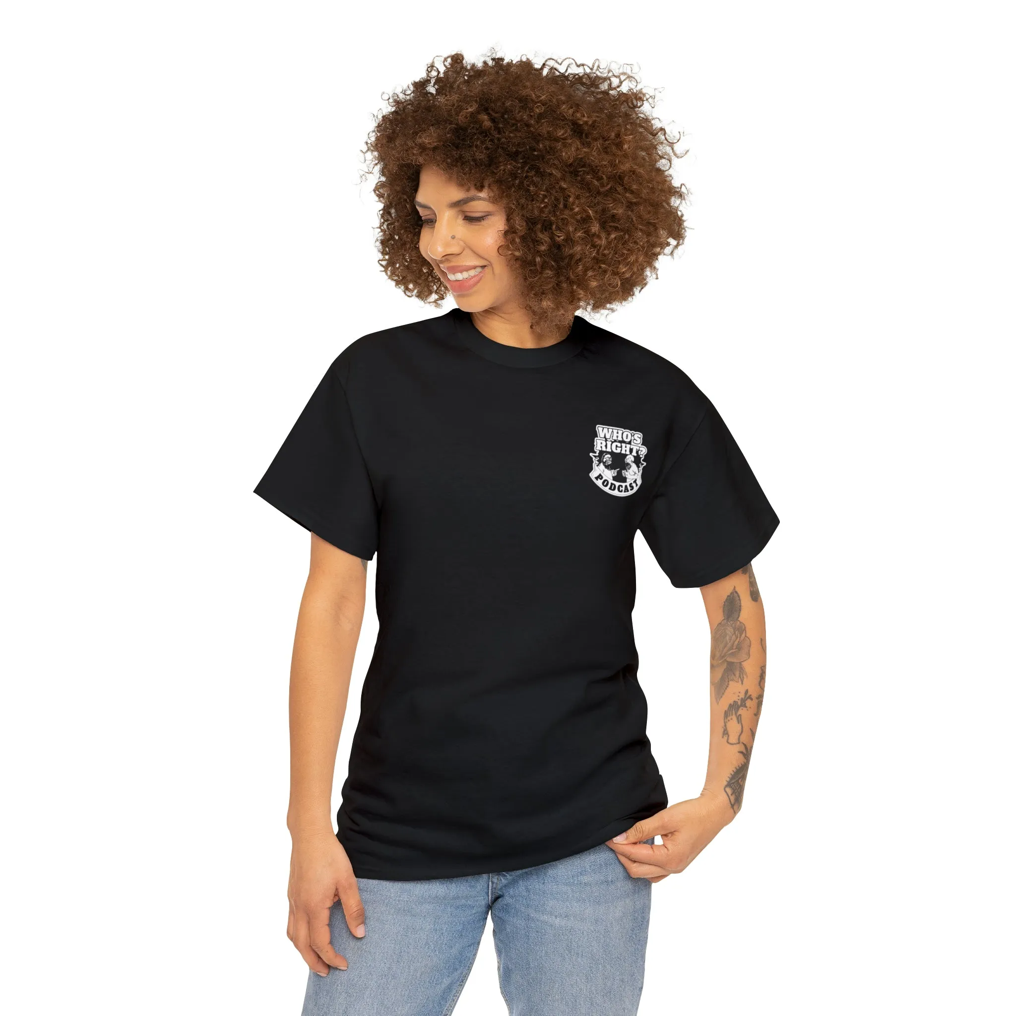 Logo Front/Angry Heads on Back (Unisex Heavy Cotton Tee)