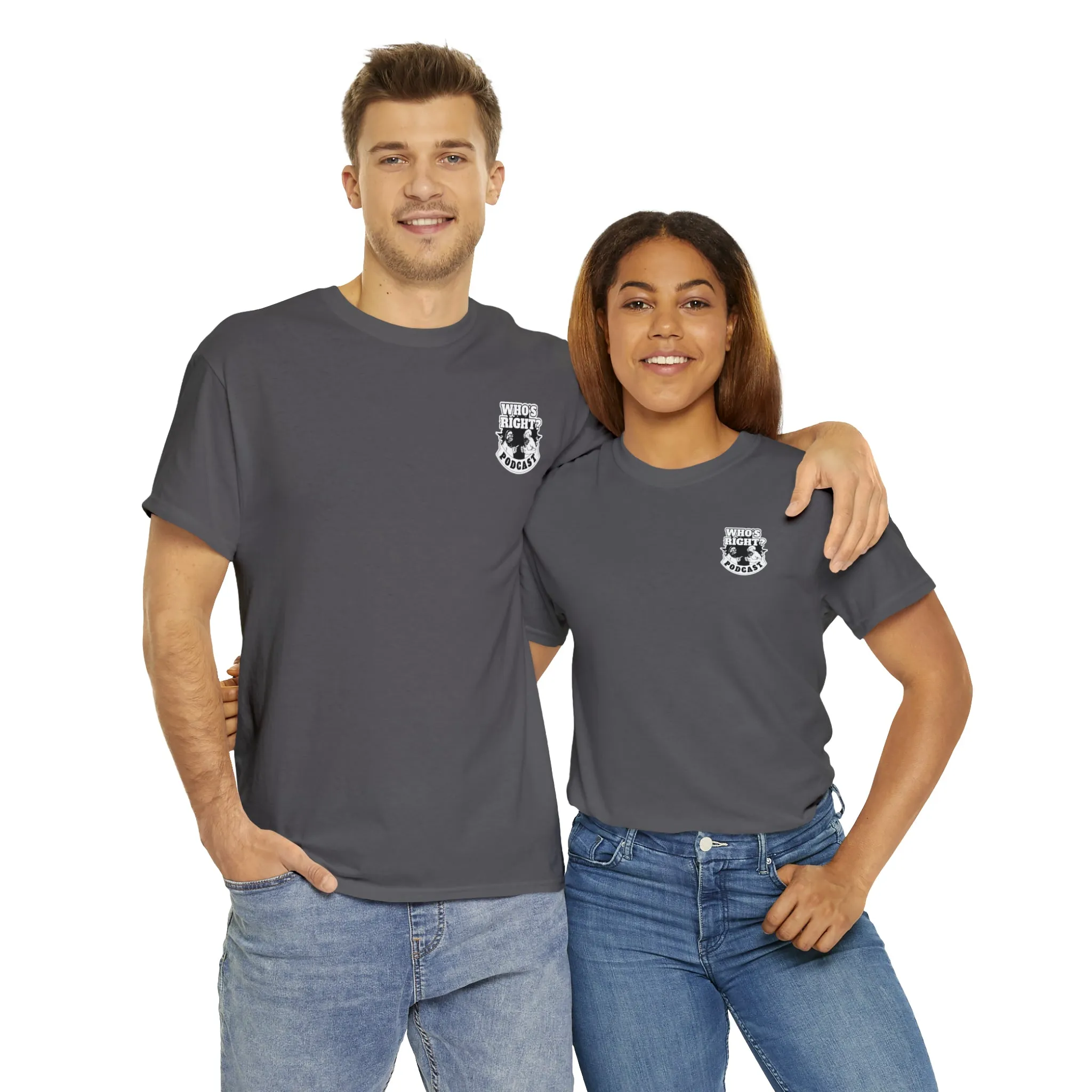 Logo Front/Angry Heads on Back (Unisex Heavy Cotton Tee)